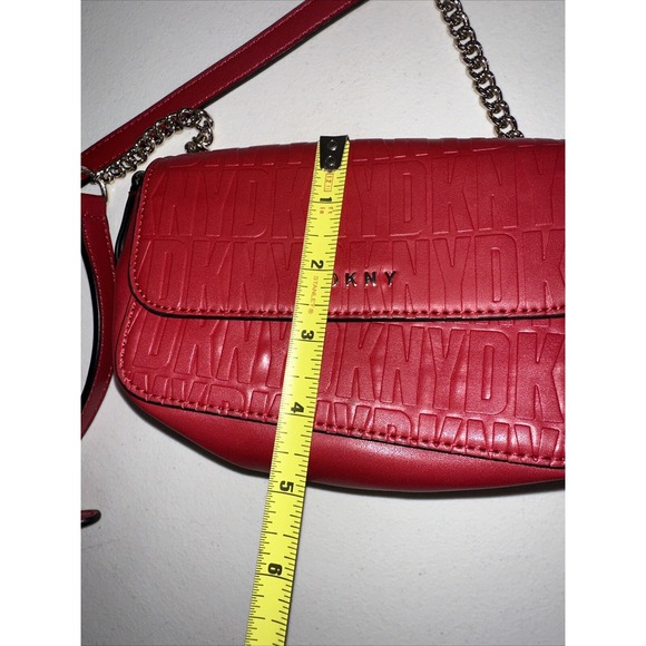 DKNY Women's Faux Leather Crossbody Purse Small Red With Card Wallet Holder - Picture 8 of 16